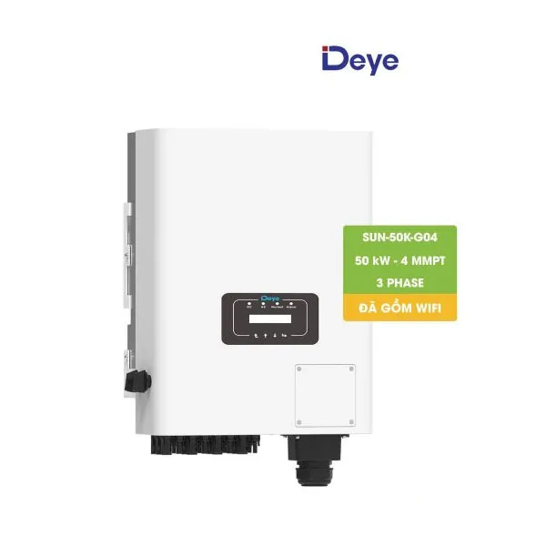Biến tần hoà lưới bám tải DEYE 3 pha, 50 kW, 4 MMPT, model SUN-50K-G04